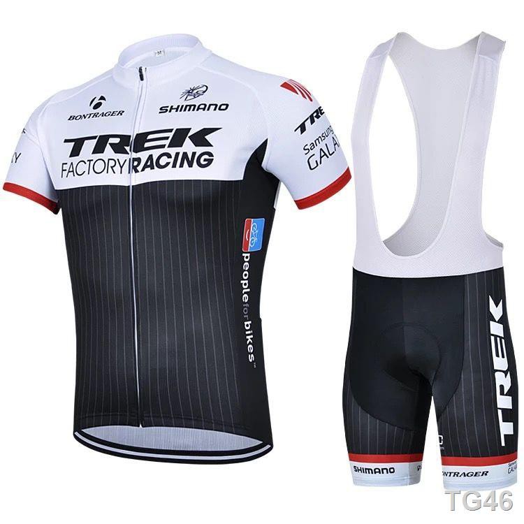 ☄♙□เสื้อยืดผู้หญิง◑๑❂เสื้อเจอร์ซีย์นักปั่นแขนสั้น Trek TREK สีดำและสีขาว Men s Summer Tour de France จักรยานเสือภูเขาเสื