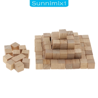 ( Sunnimix1 ) บล็อคไม้ปริศนาแฮนด์เมดทรงสี่เหลี่ยม 100 ชิ้น