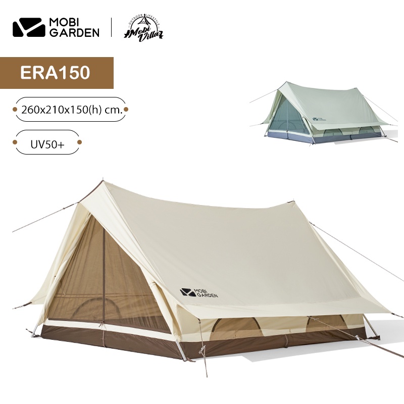 MobiGarden Tent Villa ERA150 เต็นท์ผ้าคอตตอน TC Polyester 65% + Cotton 35% กันน้ำ PU 2000 mm. (จัดส่