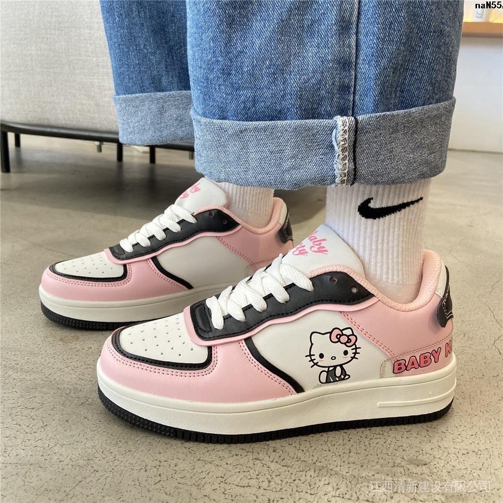 รองเท้ากีฬา รองเท้านักเรียน แบบนิ่ม กันลื่น ลาย Hello Kitty เข้ากับทุกการแต่งกาย แฟชั่นฤดูใบไม้ผลิ สไตล์ญี่ปุ่น สําหรับผู้หญิง 2022