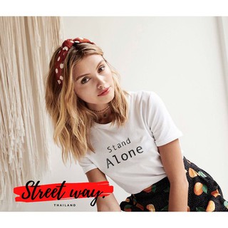 Street way ® เสื้อผ้าสไตล์เกาหลี มินิมอล เสื้อยืด สกรีนลาย Stand Alone เสื้อคนโสด