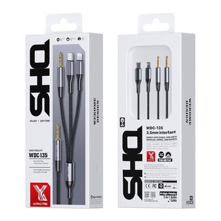 SY WK WDC-135 SHO Series 8 Pin + Type-C / USB-C + 3.5mm 3 In 1 Audio Cable (Black)
