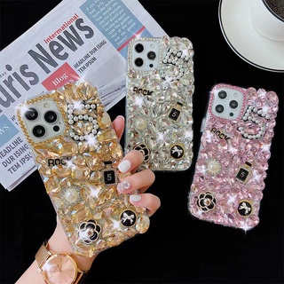 เคสป้องกันโทรศัพท์มือถือ ประดับเพชรเทียม พลอยเทียม และไข่มุก สําหรับ Apple Iphone 14pro 5 13pro 11 XR XSmax i12 8p 12promax