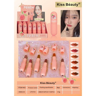 💥แท้💥ถูก💥ส่งไว💥 (24 แท่ง) Kiss beauty Peach Lipstick ลิปสติก  No.35854-03