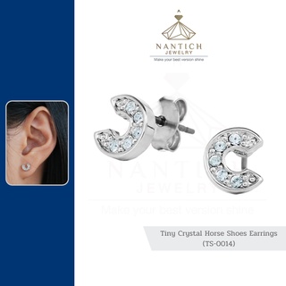 💎👩🏻‍⚕️ [เครื่องประดับ | ปลอดภัย] ต่างหู คนแพ้ง่าย : Tiny Crystal Horse Shoes Earrings (TS-0014) Nantich Jewelry