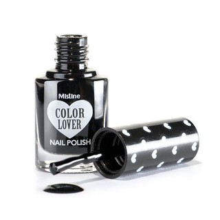 mistine color lover black nail polish 6ml. #17 ยาทาเล็บ สีดำ เหมาะสำหรับทุกโอกาส สีโดดเด่น เงางาม ทาง่าย แห้งเร็ว ติดทน