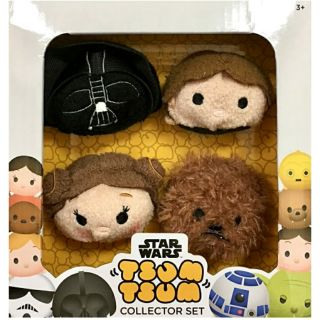 Disney TSUM TSUM Star Wars Plush Collector Set (4 pack) Darth Vader, Han Solo, Princess Leia &amp; Chewbacca