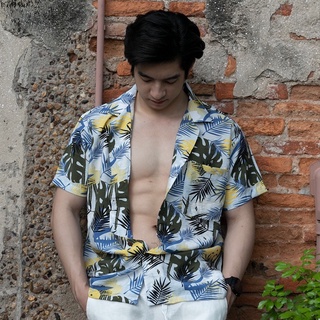 I do printed linen shirt เชิ้ตลินินไอดู ผ้าฝ้ายใส่สบาย แพทเทิร์นฮาวาย