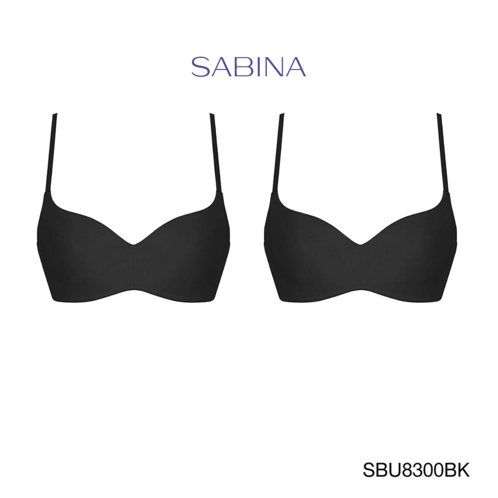 Sabina เสื้อชั้นใน Invisible Wire (Set 2 ชิ้น) (ไม่มีโครง) รุ่น Pretty Perfect รหัส SBU8300BK+SBU8300BK สีดำ