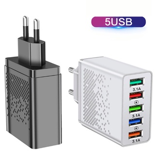 อะแดปเตอร์ที่ชาร์จ Usb 48W 5 ช่อง แบบพกพา ปลั๊ก US EU สําหรับ IPhone Android Phone