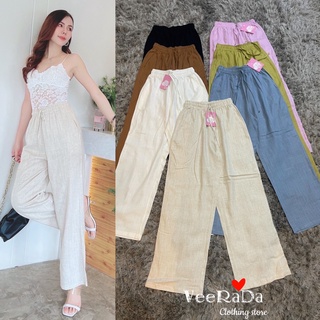 Linen pants กางเกงลินินขายาวเอวสูง