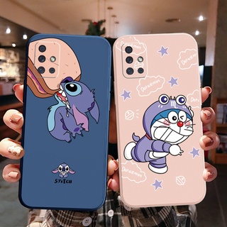 เคสโทรศัพท์มือถือ ซิลิโคนนิ่ม ขอบตรง ลายการ์ตูนโดราเอมอน สติตช์ สําหรับ Samsung A31 A32 4G A52 A72 5G A11 A51 A71 A02S A20S