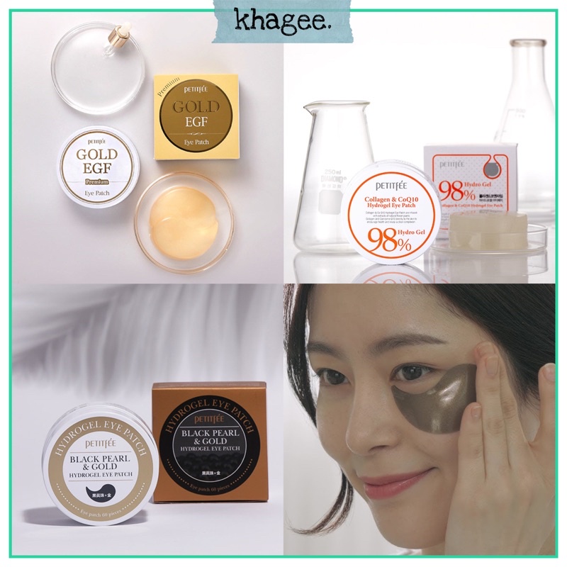 แท้/พร้อมส่ง Petitfee Black Pearl Gold Hydrogel Eye Patch EGF Collagen Q10 มาร์คใต้ตาไข่มุกดำผสมทอง มาส์กใต้ตาไฮโดรเจล