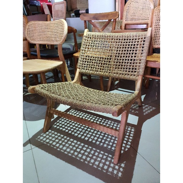 iLoft chair เก้าอี้ร้านกาแฟ เก้าอี้ไม้สัก Lounge ขนาดใหญ่ สานเชือก