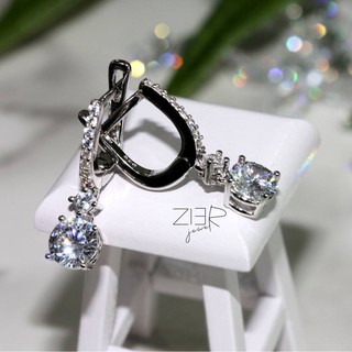 ต่างหูห่วงเงินแท้ 925 ประดับพลอยCZ Earring Silver 925 With Cubic Zirconia-(E07170548)