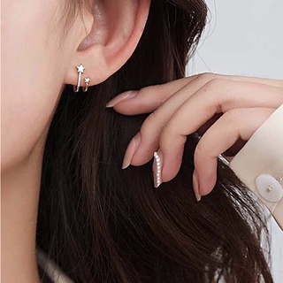 ต่างหูดาวมินิมอล Silver Star Detail Earrings