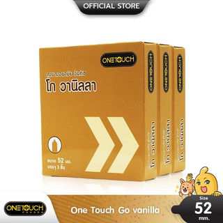 Onetouch Go Vanilla ถุงยางอนามัย กลิ่นหอมวานิลลา ผิวเรียบ ขนาด 52 มม. บรรจุ 3 กล่อง (9 ชิ้น)