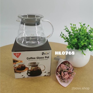 เหยือกดริป coffee glass pot ZB-V136 V01วัสดุ Borosilicate glass +food grade silicone Logo ZBOSS-ของมีพร้อมส่ง-