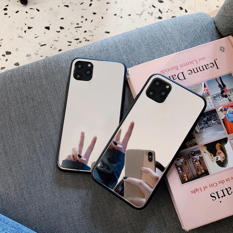 กระจกแข็งขอบซิลิโคนกันกระแทก iPhone สําหรับ iPhone 16 15 14 13 12 11 Pro MAX Mini X XR XS MAX 8 7 6 6S Plus + SE 2020 ชุบเคสโทรศัพท์ฝาครอบโทรศัพท์
