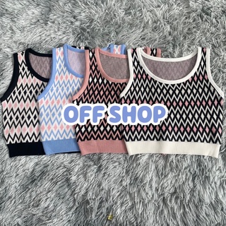 OFF SHOP พร้อมส่ง (OFF-55081)  เสื้อกล้ามไหมพรม ลายตารางหมากรุกสีพาสเทลน่ารัก สไตล์เกาหลีคิ้วๆ