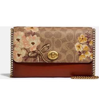 Coach MARLOW TURNLOCK CHAIN CROSSBODY IN SIGNATURE CANVAS WITH PRAIRIE FLORAL PRINT