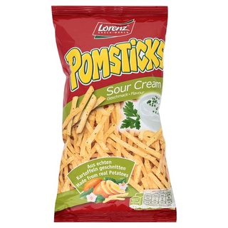 ราคาพิเศษ!! ลอเรนซ์ ปอมสติ๊ก มันฝรั่งแท่งทอดกรอบ รสซาวน์ครีม 100กรัม Lorenz Pomsticks Sour Cream Flavour Potato Stick 10