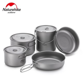 หม้อ กระทะแค้มปิ้ง ไทเทเนียม Naturehike Titanium outdoor Pot/Pan ชุดหม้อสนาม เดินป่า (ชิ้นละ)