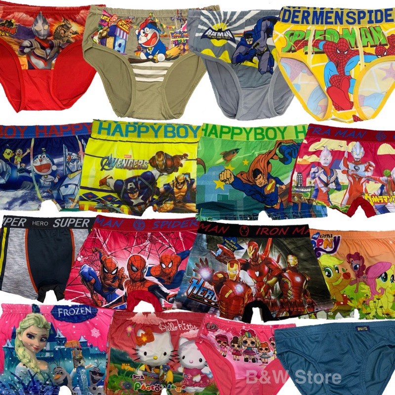 BOY GIRL BOXER 3IN1 KIDS CARTOON SPIDERMAN, AVENGERS, IRONMAN SELUAR DALAM BOXER BUDAK LELAKI 3 HELA