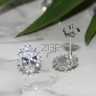 ต่างหูเงินแท้ 925 ประดับพลอยCZ Earring Silver 925 With Cubic Zirconia-(E26170135)