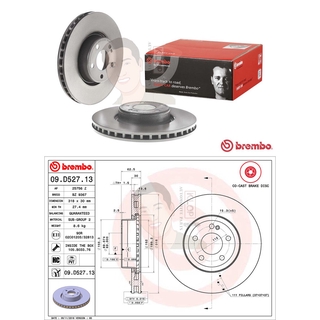 09 D527 13 จานเบรค ล้อ F (ยี่ห้อ BREMBO) รุ่น HC/PVT Benz W205 C205 ปี2014&gt;***ราคาต่อข้าง