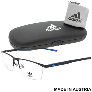 adidas แว่นตา รุ่น 6253 C-3-1 สีเทาโลโก้ฟ้า กรอบเซาะร่อง ขาสปริง สแตนเลส สตีล กรอบแว่นตา Eyeglass Made in Austria