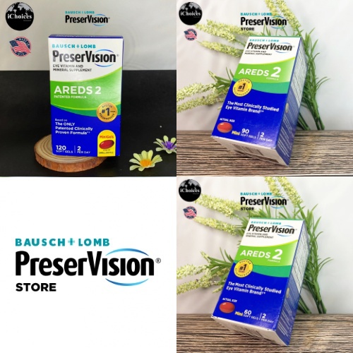 อาหารเสริมสำหรับดวงตา Bausch & Lomb PreserVision® AREDS 2 Eye Vitamin and Mineral Supplement 60, 90 