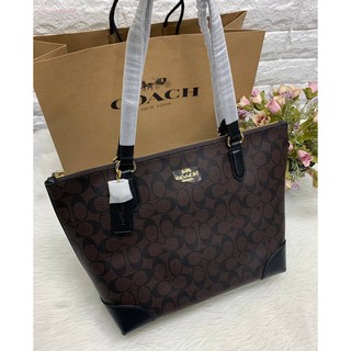 (แท้ 💯%‼) COACH 29208 ZIP TOTE IN SIGNATURE BAG