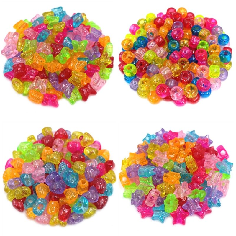 10 ชิ้น ใส คละสี ฝุ่น ผง หัวใจ ดาว ผีเสื้อ หลวม ลูกปัด DIY อุปกรณ์เครื่องประดับ