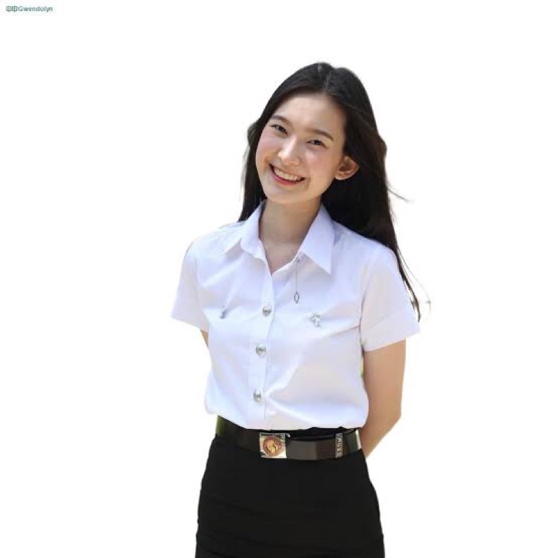 มุมทอง เสื้อนักศึกษาหญิง มีสาบหลัง แขนห้าส่วน เข้ารูป