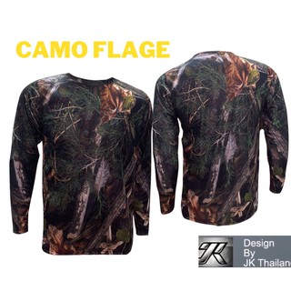 JK Thailand เสื้อตกปลาคอกลม CAMO FLAGE ป้องกันรังสี UV 80% แห้งเร็ว