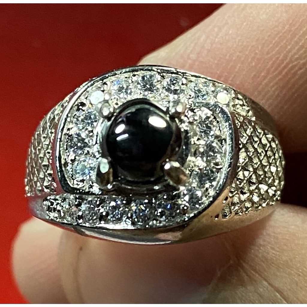 หลวงพ่อทวด แหวนเสาร์5 เนื้อเงิน หัวแหวนทำจากแร่มหามงคล ปี 51 วัดห้วยมงคล