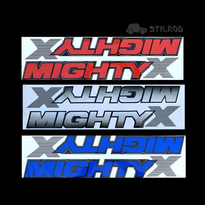 สติ๊กเกอร์ MIGHTY X ติดข้างกระบะ รถ โตโยต้า ไมตี้เอ็ก ปี 1992 TOYOTA สีเทา สีน้ำเงิน สีแดง STICKER (ขายเป็นชุด)