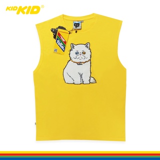 Kidkid(คิดคิด) เสื้อแขนกุด Limited Edition คิดคิด ลายแมวใหญ่ สีเหลือง