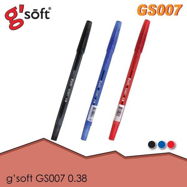 g'Soft ปากกาลูกลื่น 0.38 มม. GS007 **แพ็ค 3 ด้าม***