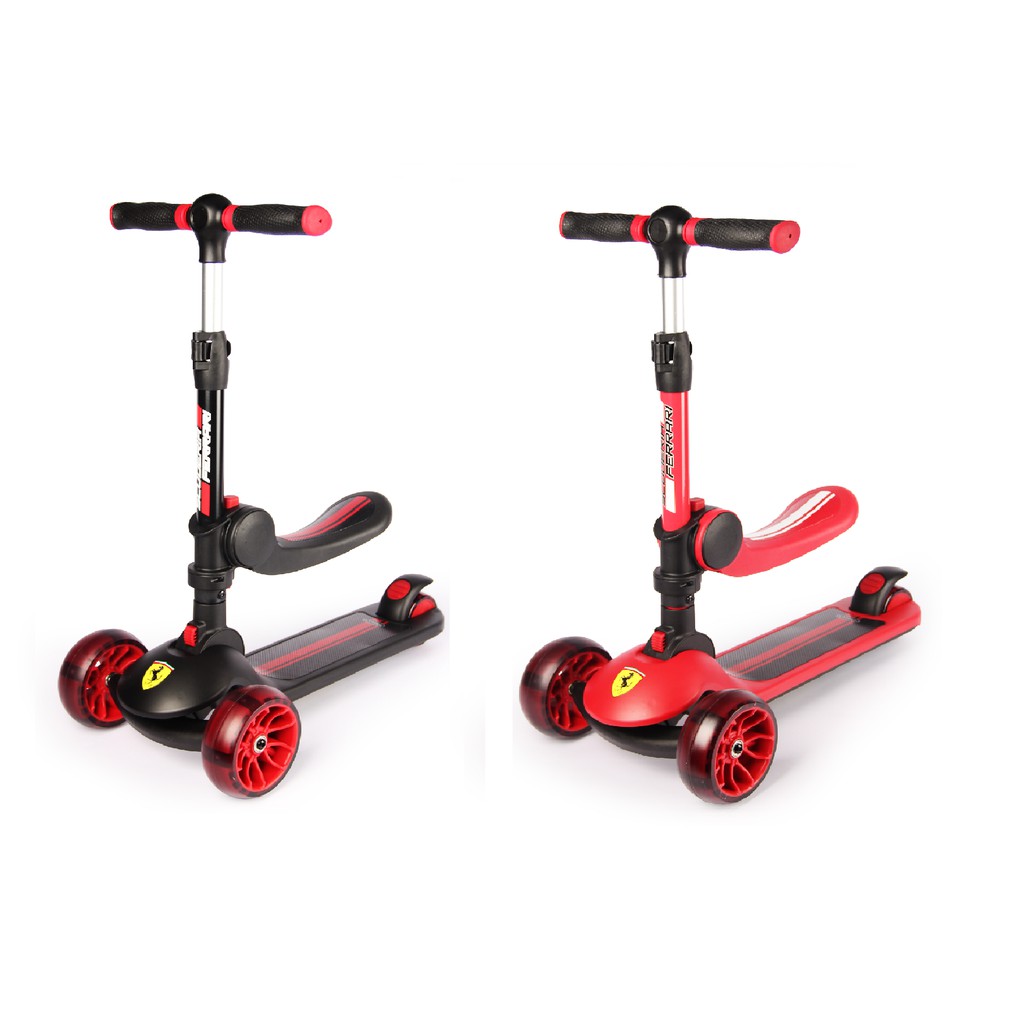 FERRARI FOLDABLE TWIST SCOOTER FOR KIDS 2 IN 1เฟอร์รารี่ สกู๊ตเตอร์ 2 in 1 คละสี แดง ดำ ของเล่น FXK28-2