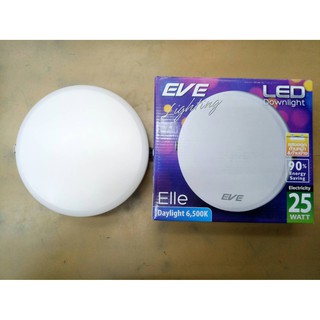 EVE โคมไฟดาวไลท์ LED หน้ากลม 25W รุ่น ELLE แสง สีขาว daylight 6500k และ สีส้ม warm white 3000k