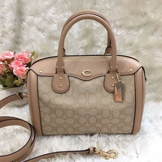 IVIE BENNETT SATCHEL IN SIGNATURE JACQUARD (COACH F38112) LIGHT KHAKI/BEECHWOOD/LIGHT GOLD