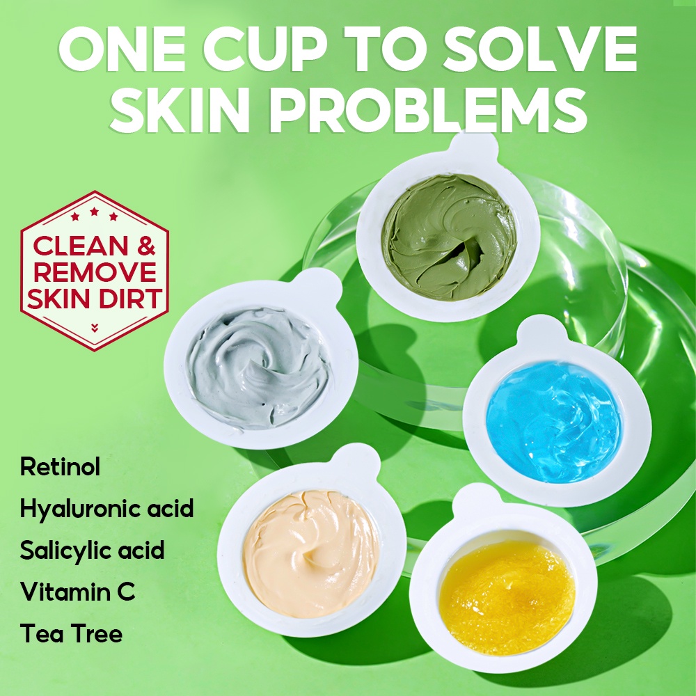 VIBRANT GLAMOUR Gel & Mud Mask รีติโนลป้องกันการริ้วรอย | กรดซาลิซิลิก | ต้นชา | น้ำมันสิว | Remove Blackheads Mask 5g