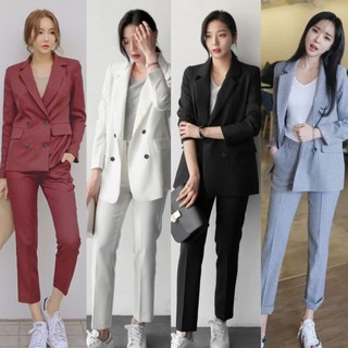 พร้อมส่ง 👔Korean stripe suit set👖tikiko