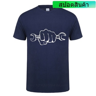 เสื้อยืด พิมพ์ลาย Mechanic Holding A Wrench Motorcycle Fathers สําหรับผู้ชาย