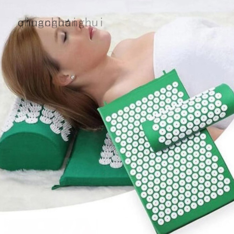 2pcs Acupressure Mat Head Neck Back Foot Massage Cushion Pillow Yoga