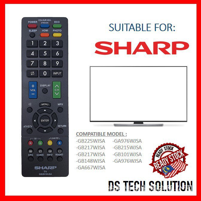 รีโมตคอนโทรลทีวี LED แบบเปลี่ยน สําหรับ Sharp Gb291wjsa Gb225wjsa Ga276wjsa Gb217wjsa Gb215wjsa Gb217wjsa