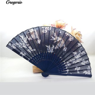 Gregorio ฤดูร้อน 21 ซม. ผู้หญิงชาติพันธุ์ Retro ดอกไม้ Orchid ไม้ไผ่ Handhold พับ Fan