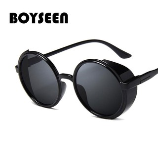 BOYSEEN แว่นตากันแดด เลนส์กระจก รุ่นใหม่ สไตล์วินเทจ steampunk สำหรับผู้ชาย 2145
